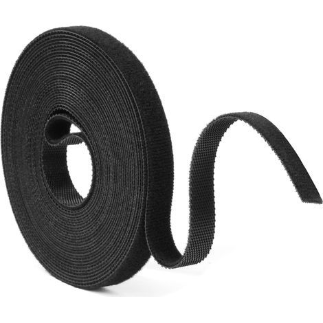 Kabelbinder aus Stahldraht, 5 m Klebeband, wiederverschließbar, schwarz, 10 mm breit, langlebiges, selbstklebendes Klebeband, zuschneidbar, doppelseitig, ideal für die Aufbewahrung im Haushalt (1/5)