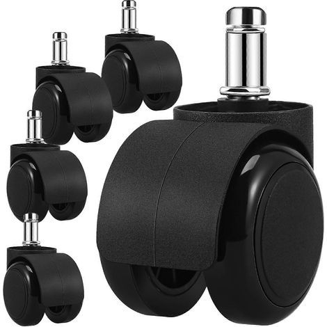 Lot de 5 roulettes pivotantes pour chaise de bureau, roulettes de rechange pour pieds de meubles (1/4)