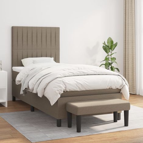 Boxspringbett mit Matratze Taupe 90x190 cm Stoff