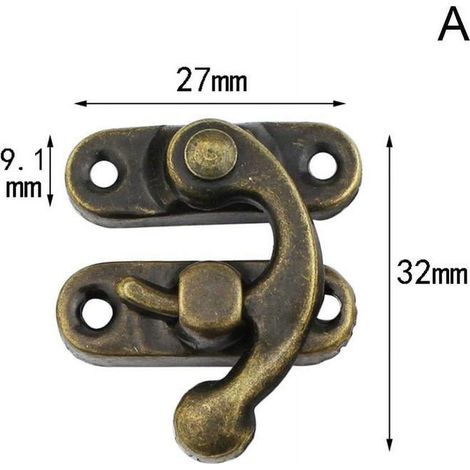 Fermeture À Clapet - Serrure À Crochet Pour Boîte À Bijoux En Bois - 2,7 x 3,2 cm - Lot De 1 (1/5)