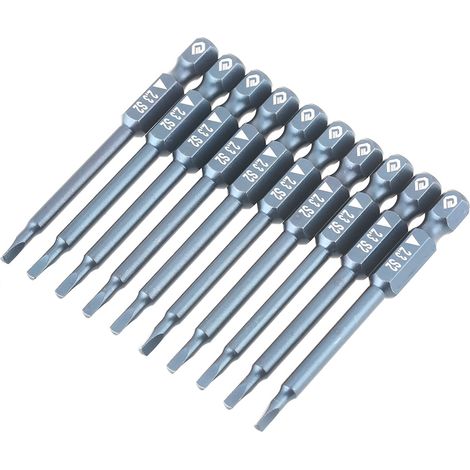 10-teiliges Set mit 1/4-Zoll-Schaft, 65 mm, S2-Legierungsstahl, Dreieckkopf-Schraubendreherbits, H6,3 x 65 mm x 2,3 cm (1/5)