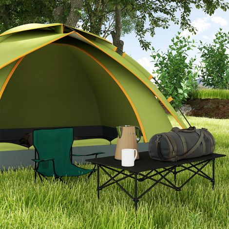 Table de camping Table pliante avec table roulante Table de jardin en aluminium 2 personnes x 95 55 cm Noir