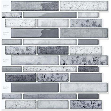 10 Pièces Sticker mural Carrelage Adhésif Mural,Crédence de Cuisine,Sticker Muraux Marbre - 30x30cm - Gris (1/4)