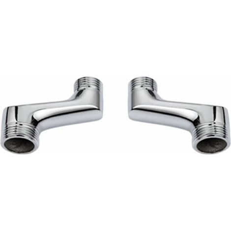 2-teilige Aufsatzbrause mit Winkelstück, Messing-Winkelreduzierstück, verstellbarem Schwenkarm, Wandanschluss für Aufsatzbrause, versetzter G3/4-/G1/2-Anschluss, Chrom (1/4)