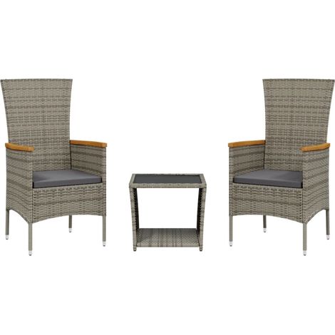 Maison Exclusive - Set comedor de jardín 3 piezas con cojines rat (1/5)