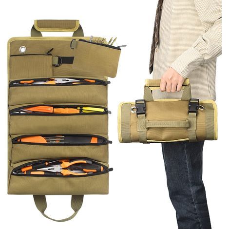 Sac à outils robuste enroulable Oxford - Organisateur d'outils pour charpentiers, plombiers, électriciens (1/5)