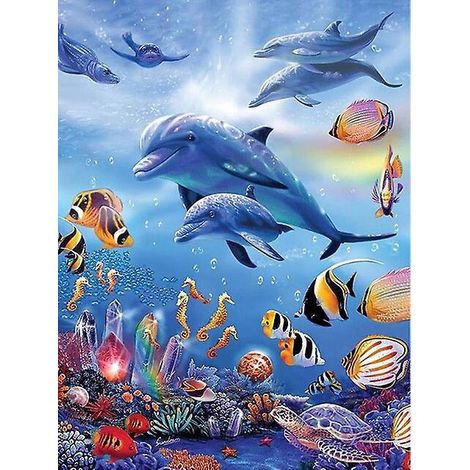 30x40cm Adult Children's 5d Diy Diamond Art Painting Set - Underwater World, Full Diamond Embroidery Cross Stitch Crafts, Canvas Crystal Rhineston (1/5)
