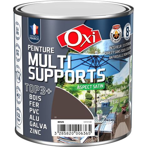 OXI - Peinture TOP 3 bois fer pvc satin 500ml brun (1/4)