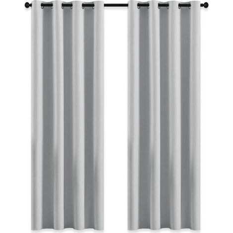 Rideau Occultant - Rideaux d'Extérieur pour Jardin Pergola à Oeillets Lumière Bloquer Isolant Thermique Décoration pour Tonnelle, L 132 x H 213 cm, Gris Blanc, 2 PCs