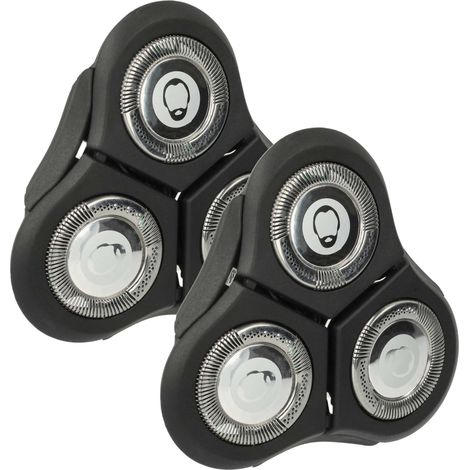vhbw 2x cabezales de repuesto compatible con Philips RQ1175, RQ1160CC, RQ1160, RQ1160X, RQ1151, RQ1155 máquina de afeitar, Negro Plata