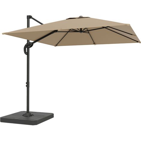 Parasol Jaumont inclinable rotatif 360° kaki anti-UV avec lest intégré (1/5)