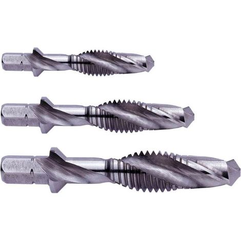 Exact Gewindebohrer-Set M4/M5/M6 HSSG mit Entgratfunktion Gewindebohrer