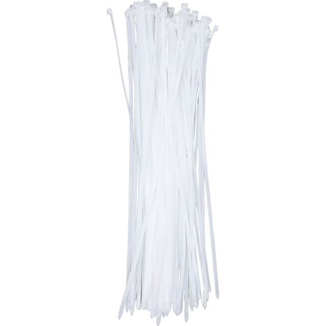 100 attaches de câble 250lbs résistance traction extra long nylon robuste intérieur extérieur blanc 600mm / 23.6 pouces (1/5)