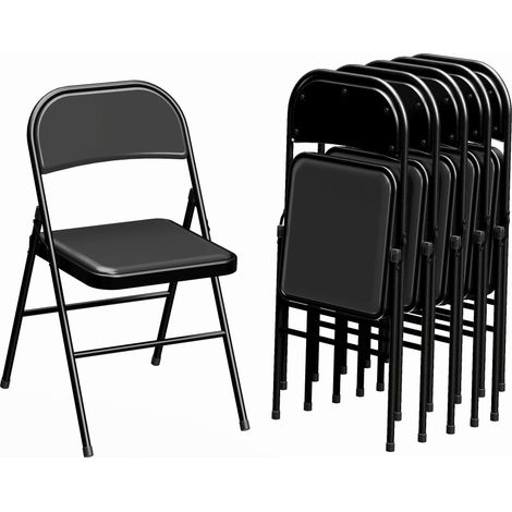 Ensemble de 6 chaises pliantes avec assise rembourrée en polyester et structure en acier. noires (1/5)