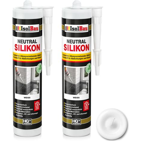 Neutralsilikon Naturstein Silikon Marmor Granit Sanitär Inn/Auß 2 x 300ml Weiss (1/5)