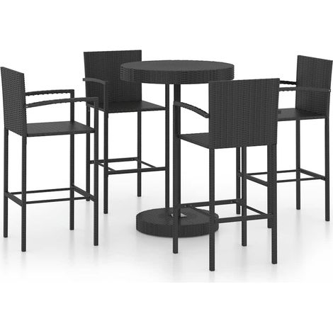 Maison Exclusive - 5-tlg. Gartenbar-Set Poly Rattan Schwarz