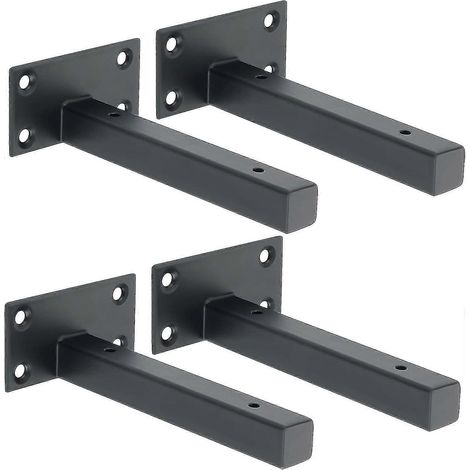Industrielle, wandmontierte, unsichtbare Regalträger, mattschwarz, 4er-Set – AquaForge