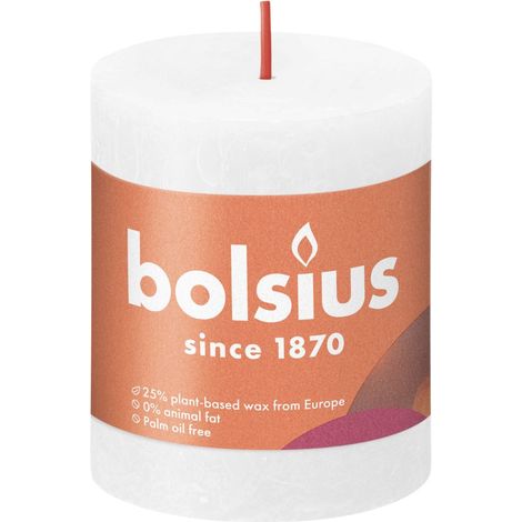 Bolsius Rustik Stumpenkerze wolkiges weiß, Höhe  8 cm, Ø 6,8 cm Stumpen- und Kugelkerzen