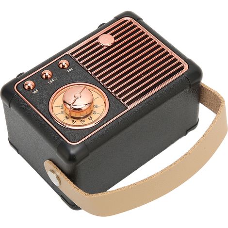 Enceinte Bluetooth rétro HiFi stéréo, transmission rapide, faible consommation d'énergie, portable, style vintage, pour la maison et l'extérieur, noire. (1/5)