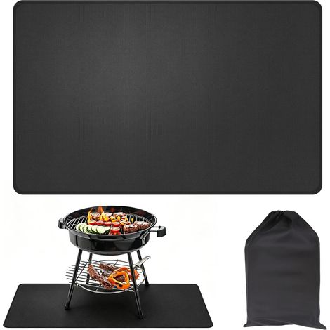 Tapis Barbecue Sol, 150 x 100cm, Tapis Protection Barbecue, Imperméable, Résistant à l'huile, Patins à protéger les parquets (1/5)