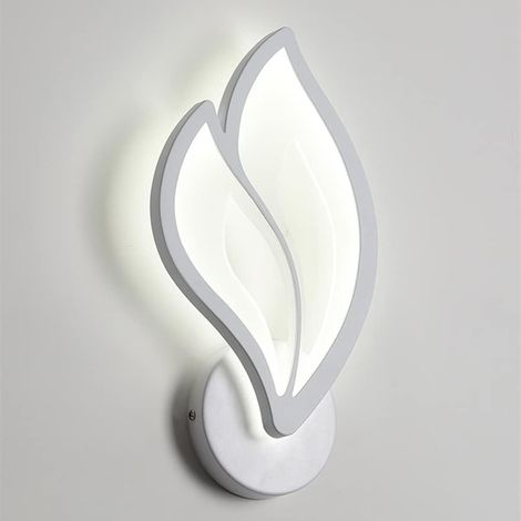 Applique murale d'intérieur LED 12 W en forme de feuille, lampe murale moderne en acrylique, veilleuse pour chambre, enfants, bureau, couloir, salon, lumière blanche [Classe A, économie d'énergie] (1/5)