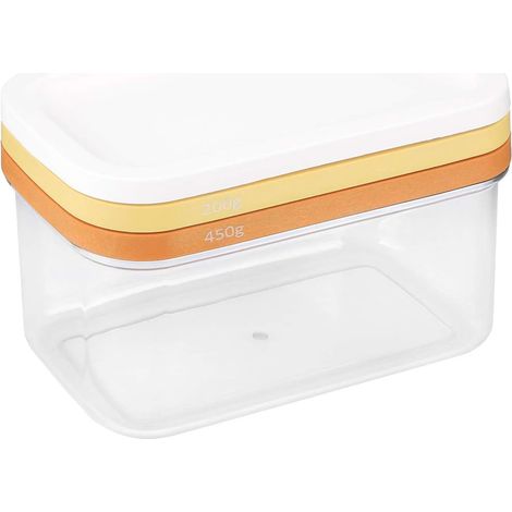 Boîte de de Beurre, Récipient à Beurre en PC et en Acier Inoxydable 304 avec Couvercle scellé, Tranchage Uniforme en Plusieurs Pièces, Boîte de Rangement Transparente pour le de Fromage de (1/5)