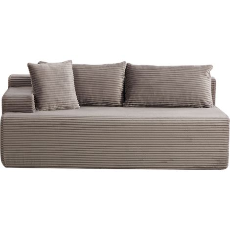 Fauteuil Modulaire - 1 Place - Sans Installation - Chenille - Chaiselongue & Coussins Inclus - Mousse Haute Densité - Moderne - Gris (1/5)