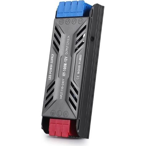 220V to 12V LED Transformer, 100W DC Converter, Ultra-Thin LED Driver, 8.3A Power Adapter, 220V AC to 12V Low Voltage Constant Voltage Power Supply (1/5)