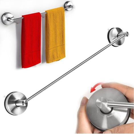 Porte-serviettes 1 pièce Acier inoxydable 304 brossé Fixation par ventouse sans perçage Salle de bain et cuisine 55 cm (1/5)