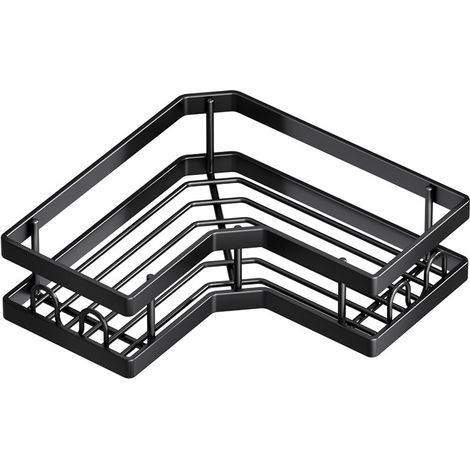 Etagere Salle Angle de Bain Noir 32.5x7x23.4cm (1/5)
