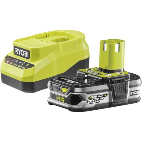 Pack batterie RYOBI 18V One+ 2.5Ah LithiumPlus - 1 chargeur rapide 2.0Ah RC18120A-125