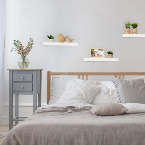 Set of 3 white floating wall shelves (1/5)