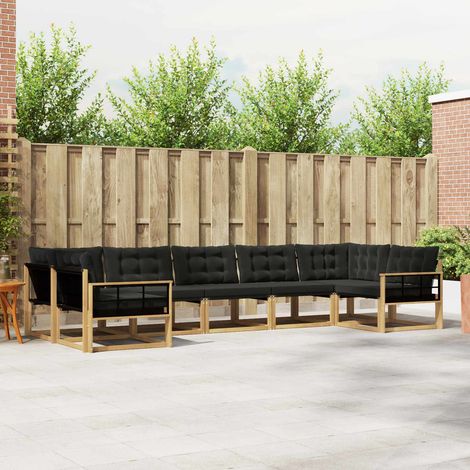 vidaXL Outdoor-Sofagarnitur mit Kissen 7 pcs Weiß und Schwarz (1/5)
