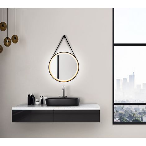 Miroir Design Golden Summer - Diamètre 55 cm - Cadre en Aluminium Massif - Éclairage LED - Couleur de la lumière : Blanc Neutre (1/5)