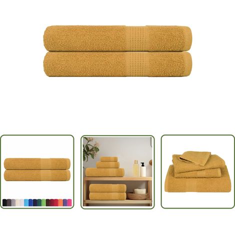 vidaXL Handtücher 2 Stk. Golden 100x200 cm 360 g/m² 100% Baumwolle (1/5)