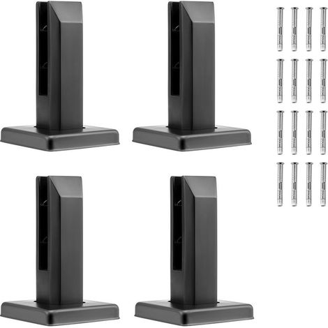 Lot de 4 pinces à verre carrées pour garde-corps, acier inoxydable 304, verre 8 à 12 mm, noir (1/5)