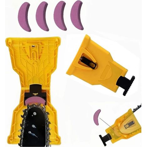 Kit d'affûtage pour tronçonneuse avec 4 pierres à aiguiser  Affûteur pour tronçonneuse  Outil d'affûtage pour chaînes de 14/16/18/20 pouces
