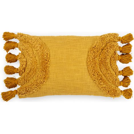 Cuscino in stile boho Bali - Copertura e riempimento inclusi - Delia Giallo