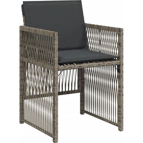 vidaXL Sedie da Giardino con Cuscini 4pz Grigio in Polyrattan (1/5)