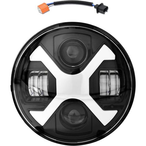 Phare LED rond, phare de moto de 7 pouces avec faisceau haut/bas blanc, DRL, clignotant ambre, classé IP67 (1/5)