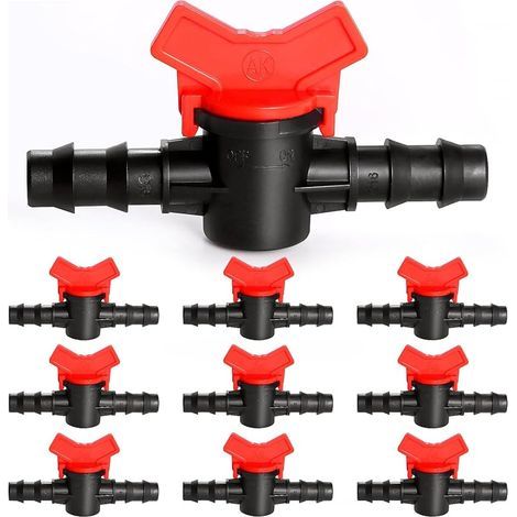 10 Pièces 16mm Vanne Commutation d'Irrigation, Irrigation Pipe Valve Switch, Robinet Jardin en Plastique PE, Robinet Barbelé Double Mâle, pour L'irrigation des Pelouses de Jardin (1/5)