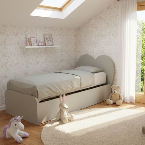 Letto singolo a cuore "Cupidor" con secondo letto estraibile - Ecru cappuccino