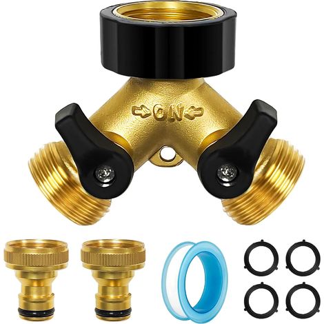 1 Distributeur Eau 3/4 Pouces, Laiton, Forme Y, Robinets Indépendants, Jardin Extérieur