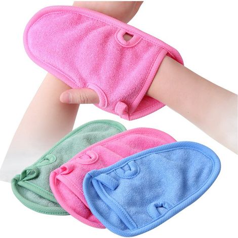 Gant De Bain - Fibres Végétales - 21 x 12 cm - Pour Visage Et Corps - Massage Exfoliant - Adultes Et Enfants - 3 Pièces (1/5)