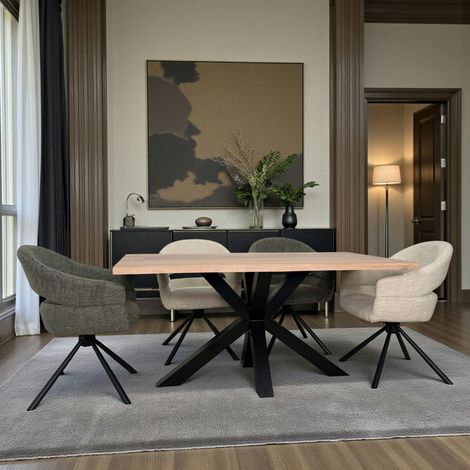 Table extensible en chêne blanc bords naturels 160 cm ETNA