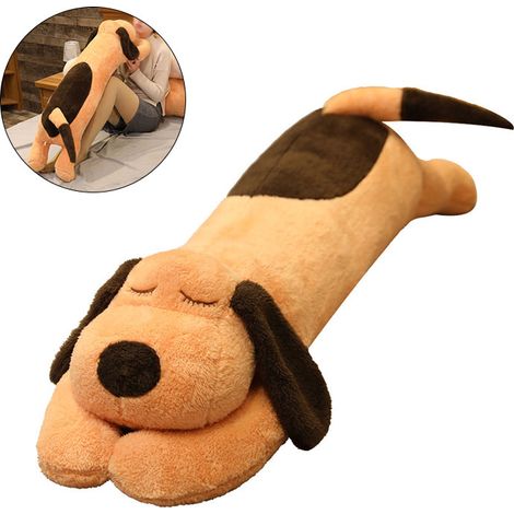 Peluche Chien Unisexe en Coton PP Confortable Coton Laine Mignonne Oreiller Long pour la Maison Marron 60cm/23.6in (1/5)