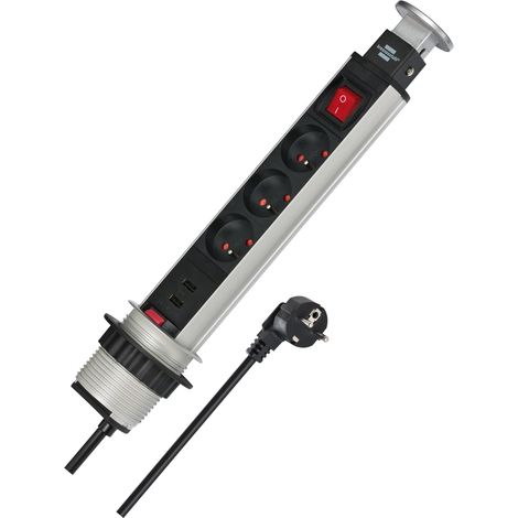 Multiprise Tower Power 3 Prises 2 Ports USB A 2m H05VV-F (1/5)