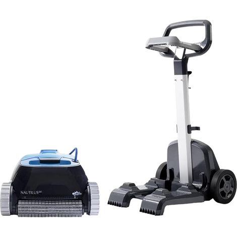 1 robot aspirateur piscine, fond et parois, jusqu'à 10 m, filtration fine, avec caddy de transport (1/5)