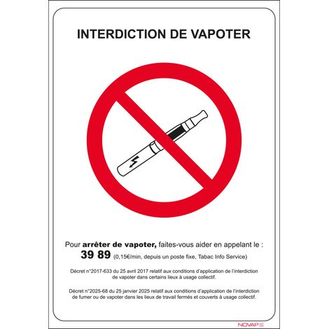 Panneau interdiction de Vapoter – Rigide 148x210mm – 4600079 (1/2)