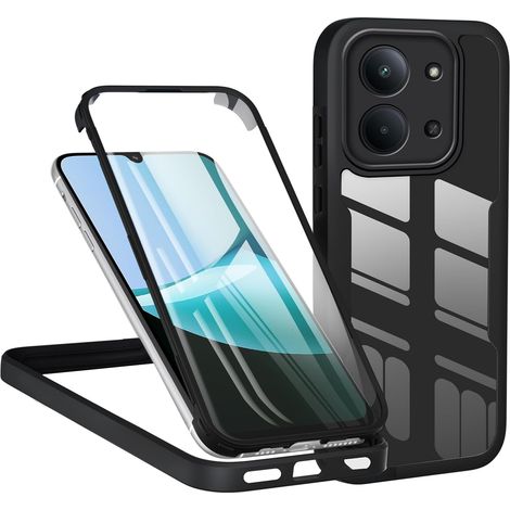 Coque pour Xiaomi Redmi 15C, Antichoc Housse avec Protecteur D'écran Intégré, Étui de Téléphone 360 Protection Complet Double Face Transparent Bumper Intégrale Case - Noir (1/5)